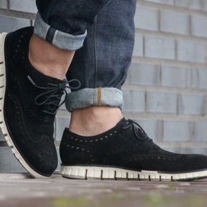 COLE HANN Zerogrand Wing Black Suede